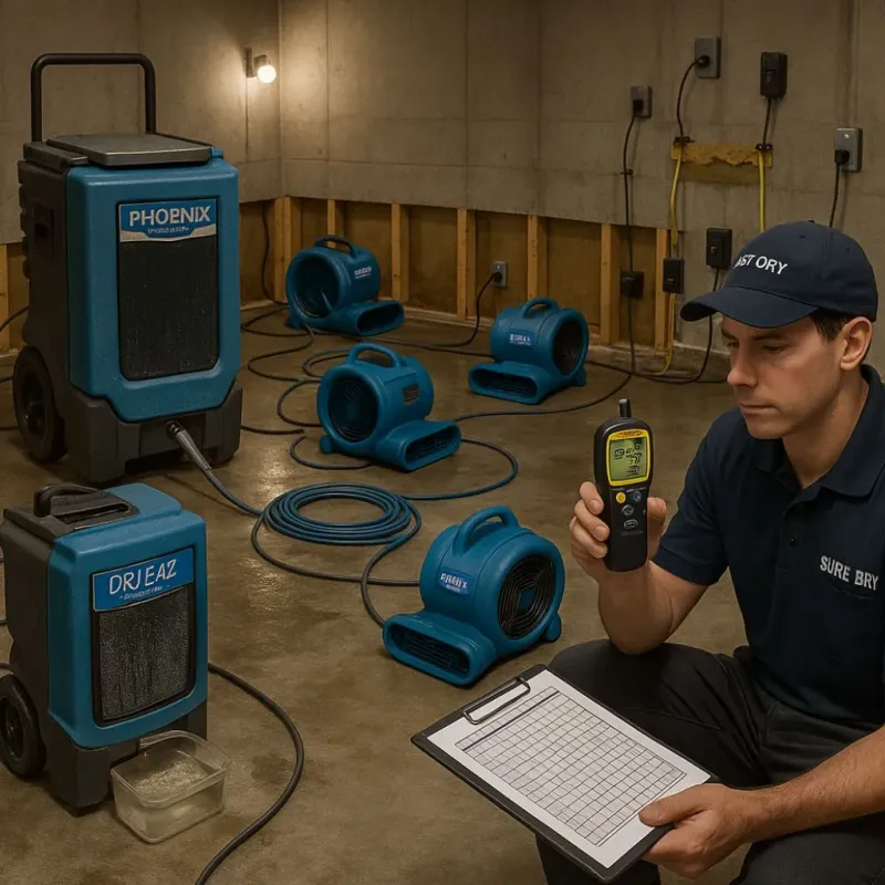 Structural Drying and Dehumidification process in West Brookfield, MA